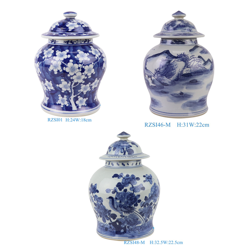 beautiful popular hand painted floral and bird pattern ceramic temple jar for home decoration