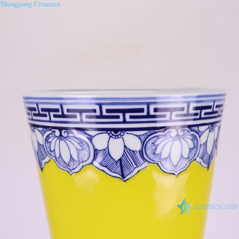 yellow ground dragon pattern high quality ceramic vase for deco