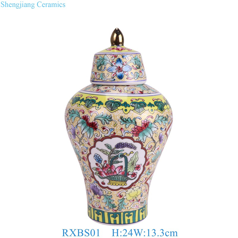 colorful floral pattern enamel ceramic vase for home decoration
