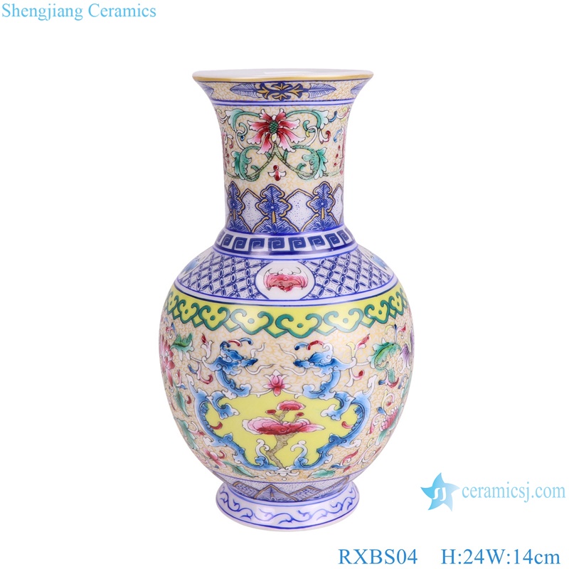opening-window plant pattern double ears ceramic vase for decor