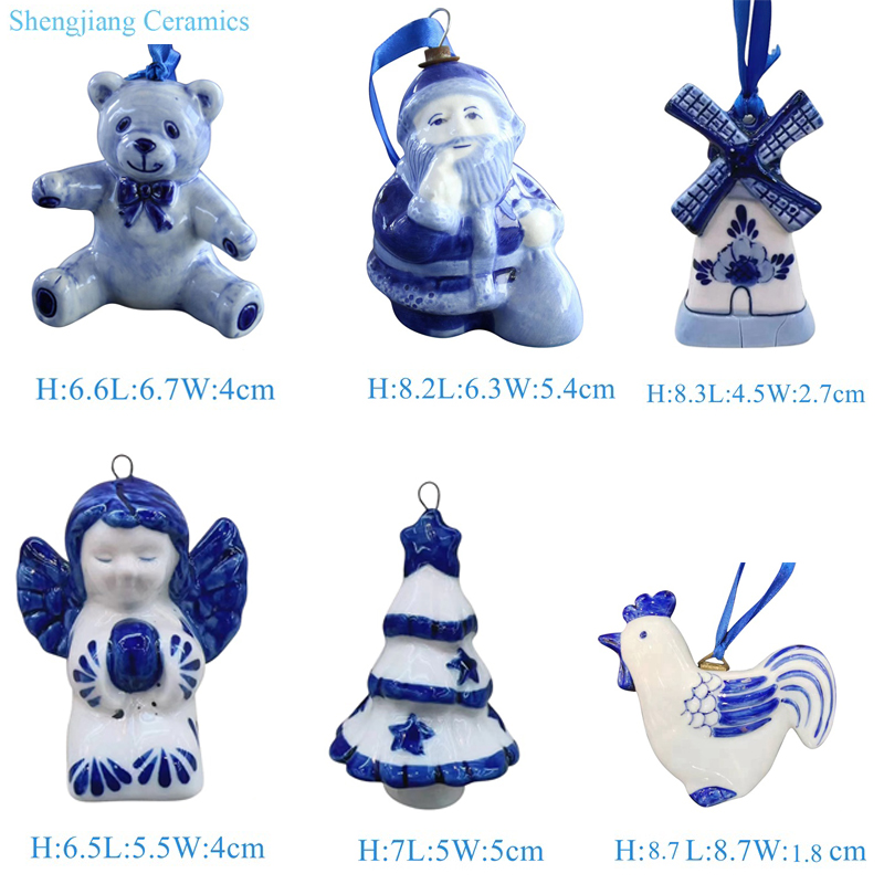 RXBW-Series Different shape Ceramic Christmas Ornaments tree decoration Windmill, Bear, Horse, Eagle, Angle, Santa Claus