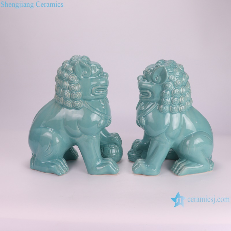 RXBX01-A-B-C-D Jingdezhen single color carving lion dog sculpture 