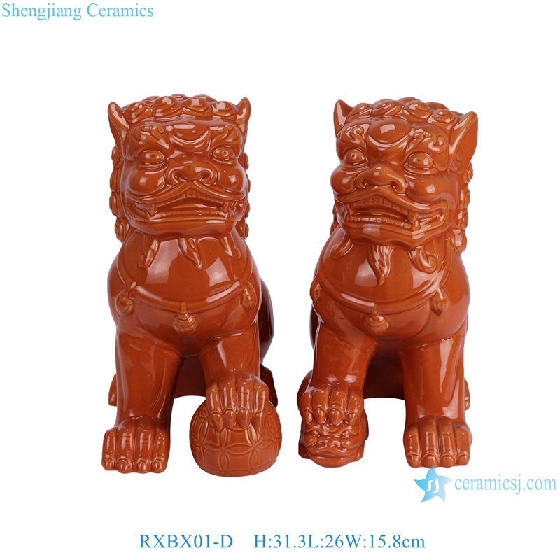 RXBX01-A-B-C-D Jingdezhen single color carving lion dog sculpture 