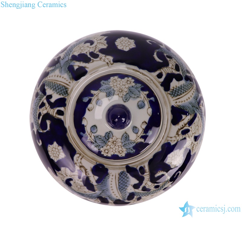 RXBY01-A new low price beautiful blue and white floral pattern wax gourd shape ceramic jar