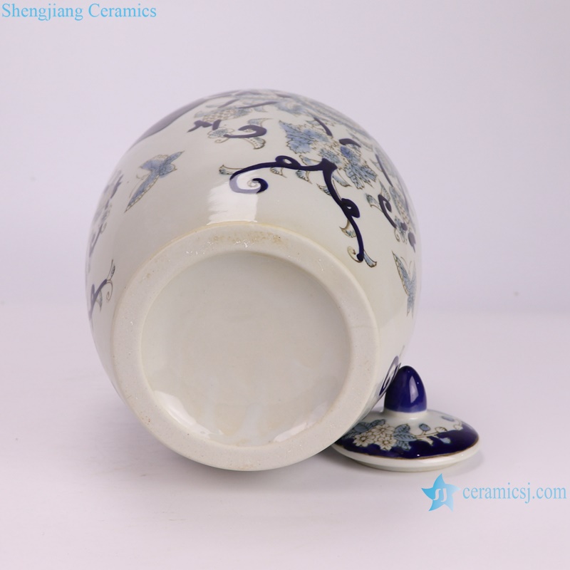 RXBY01-A new low price beautiful blue and white floral pattern wax gourd shape ceramic jar