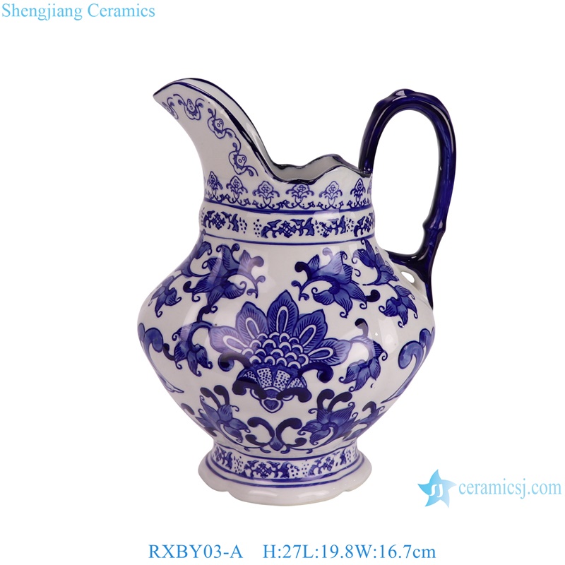 RXBY03-A Chinese blue and whited twisted branch pattern portable kettle ceramic vase for home decoration