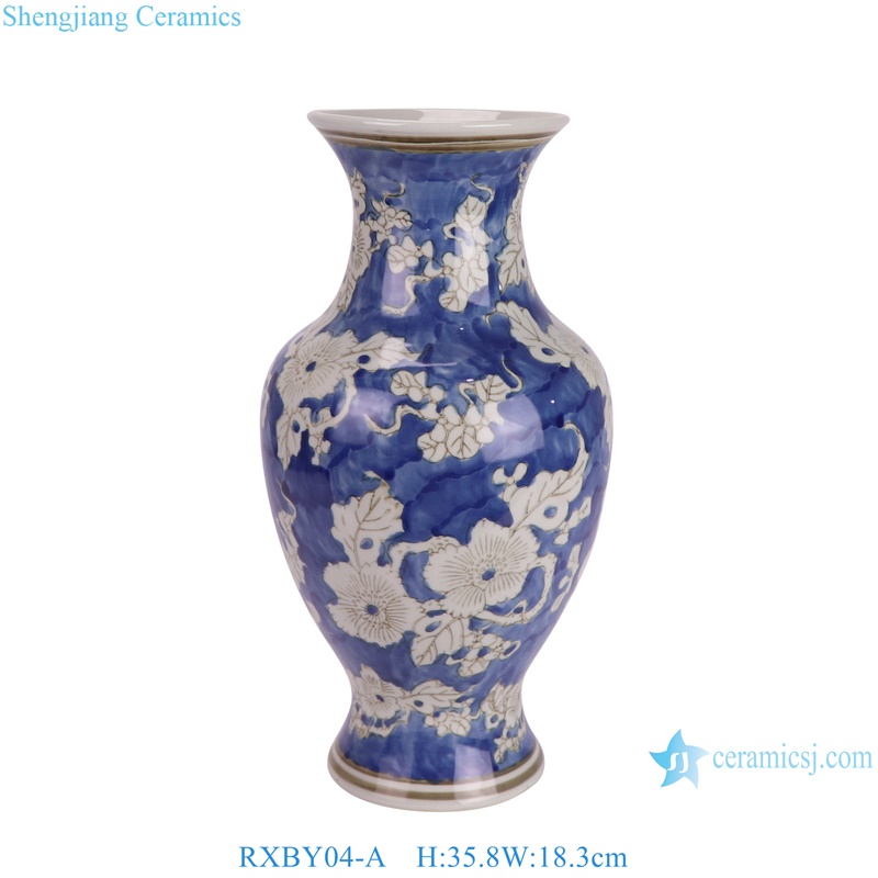 RXBY04-A-B Chinese white flower pattern ceramic vase for home decoration