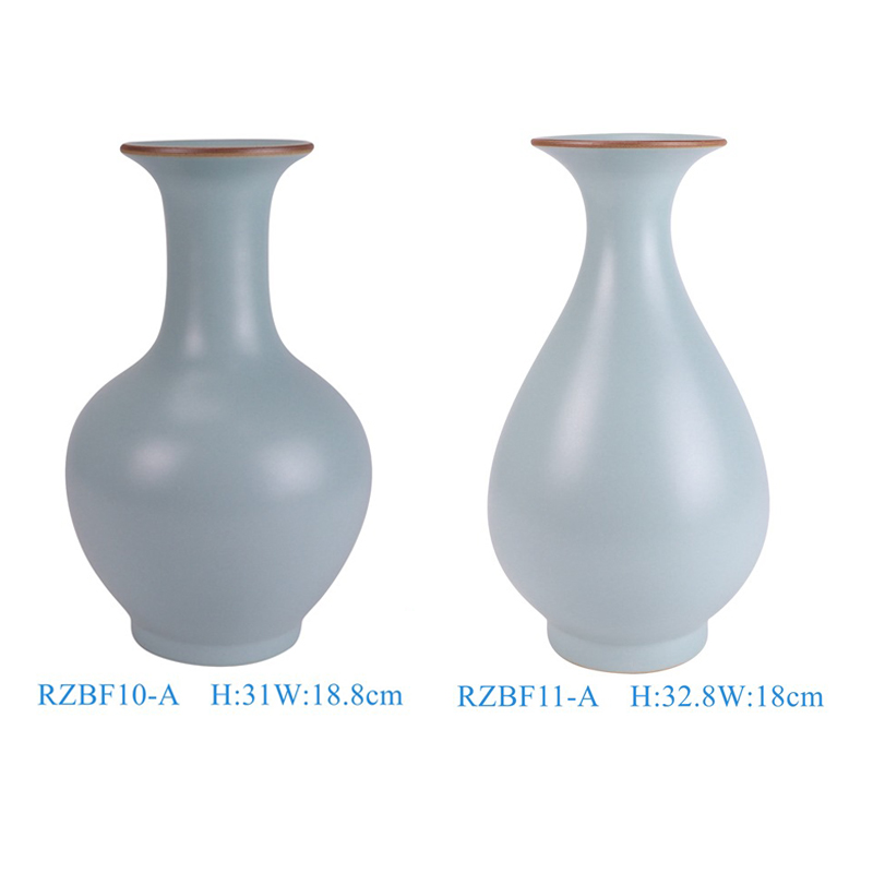 RZBF10-11-A Antique beautiful Ru-kiln pure light blue ceramic vase 