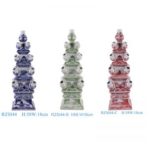 RZSI44-B-C beautiful green or red color floral pattern tulip ceramic pagoda for side table decoration