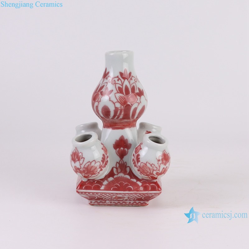 red color ceramic flower tower for home decoration
