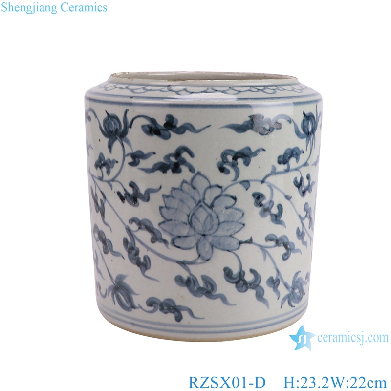 RZSX01-d Antique Chinese Blue and White twisted flower Pen Holder Vases 