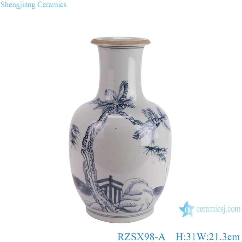 RZSX98-A Antique blue and white Pine tree Pattern Ceramic flower Vase