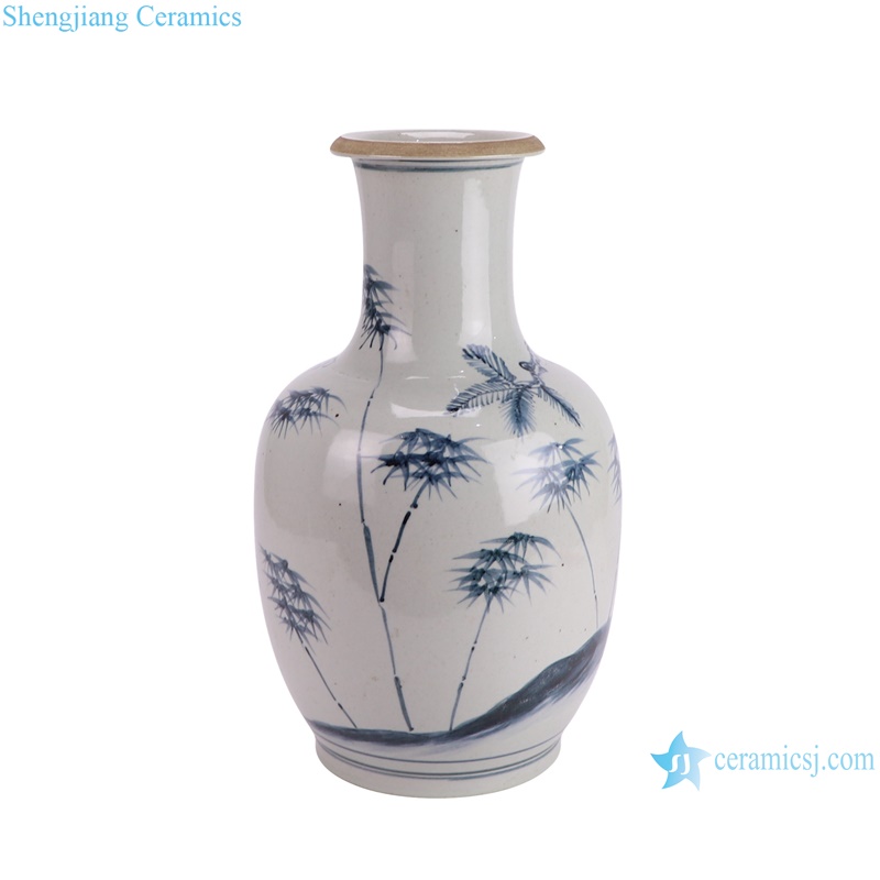 RZSX98-A Antique blue and white Pine tree Pattern Ceramic flower Vase--side view