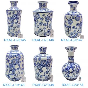 RXAE series cheap price blue and white flower pattern ceramic vase for home decoration