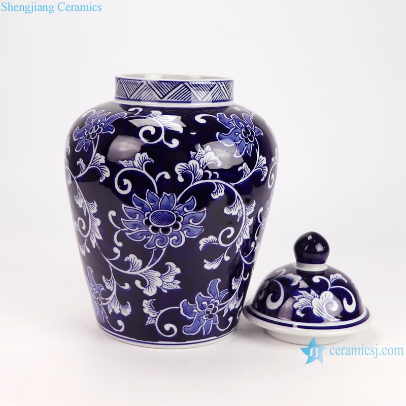 RXAE-FL21-ND252-B Low price beautiful blue and white twisted branch pattern temple jar for home decoration