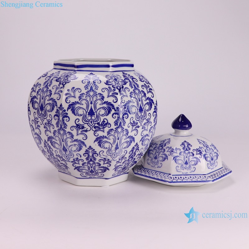RXAE-FL22-074B new beautiful blue and white floral pattern ceramic jar for home decoration