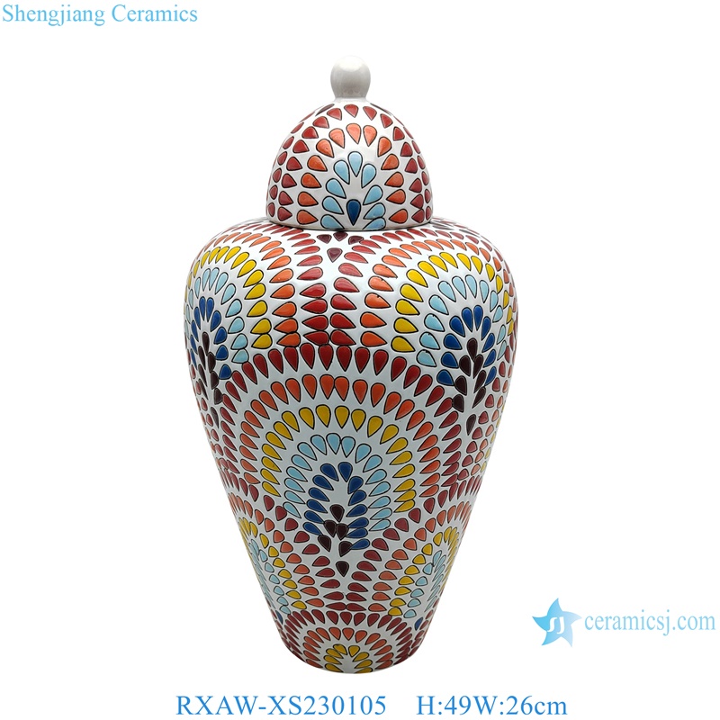 RXAW-XS230105 White background Colorful painted water droplet pattern Porcelain jar large size