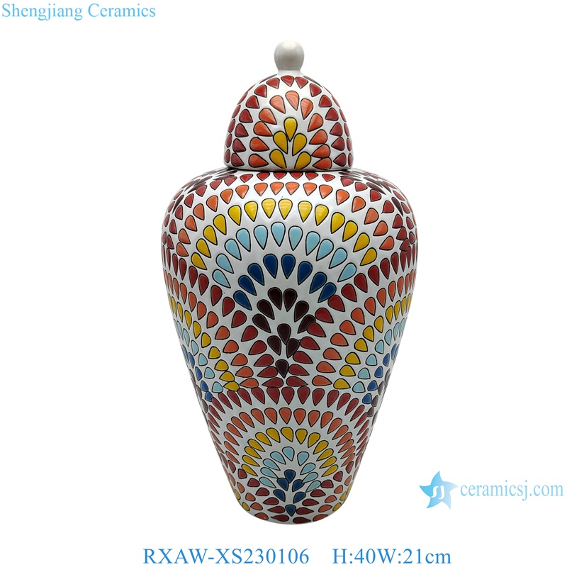 RXAW-XS230106 White background Colorful painted water droplet pattern Porcelain jar large size