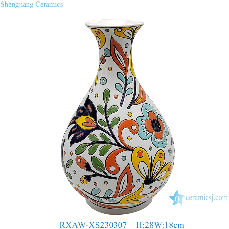 RXAW-XS230307 Colorful painted owl flower pattern Ceramic spring vase