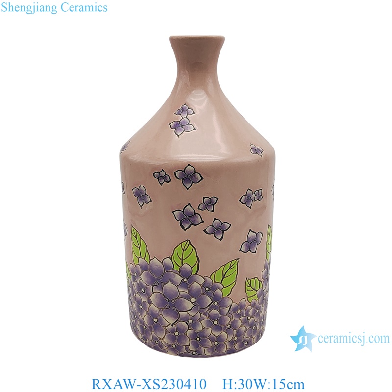 RXAW-XS230410 Nordic Modern Style Flower Pattern purple and white color glazed ceramic flower vase