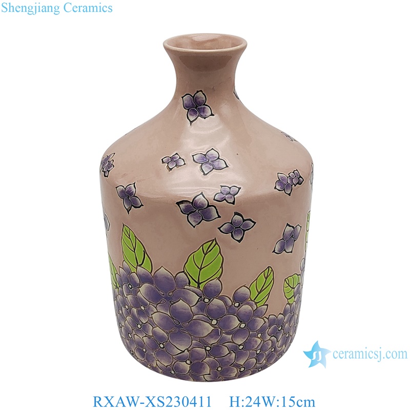 RXAW-XS230411 Nordic Modern Style Flower Pattern purple and white color glazed ceramic flower vase small size