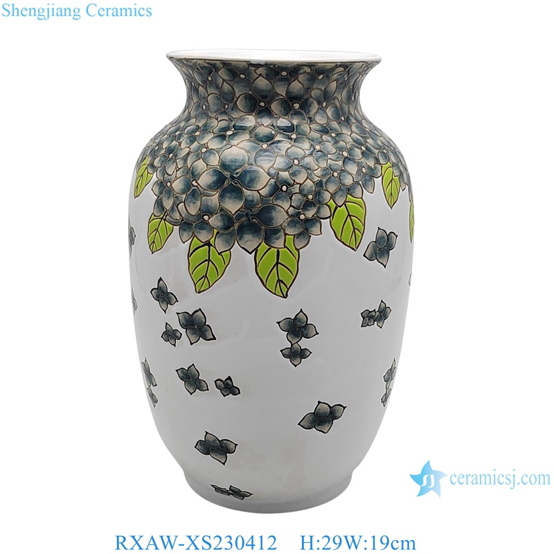 RXAW-XS230412 Nordic Modern Style Flower Pattern white color glazed ceramic flower vase 