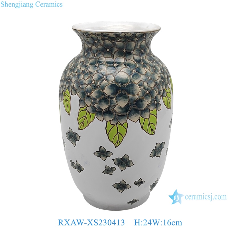 RXAW-XS230413 Nordic Modern Style Flower Pattern white color glazed ceramic flower vase 