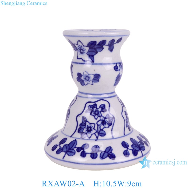 RXAW02-A Blue and White Twisted Flower pattern Ceramic Candle Holder 