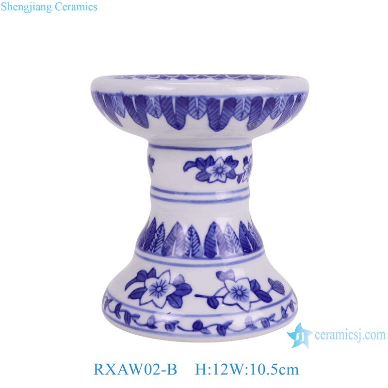 RXAW02-B Blue and White Twisted Flower pattern Ceramic Candle Holder 