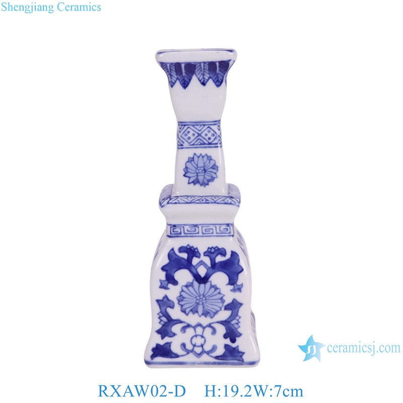 RXAW02-D Blue and White Twisted Flower pattern Ceramic Candle Holder 