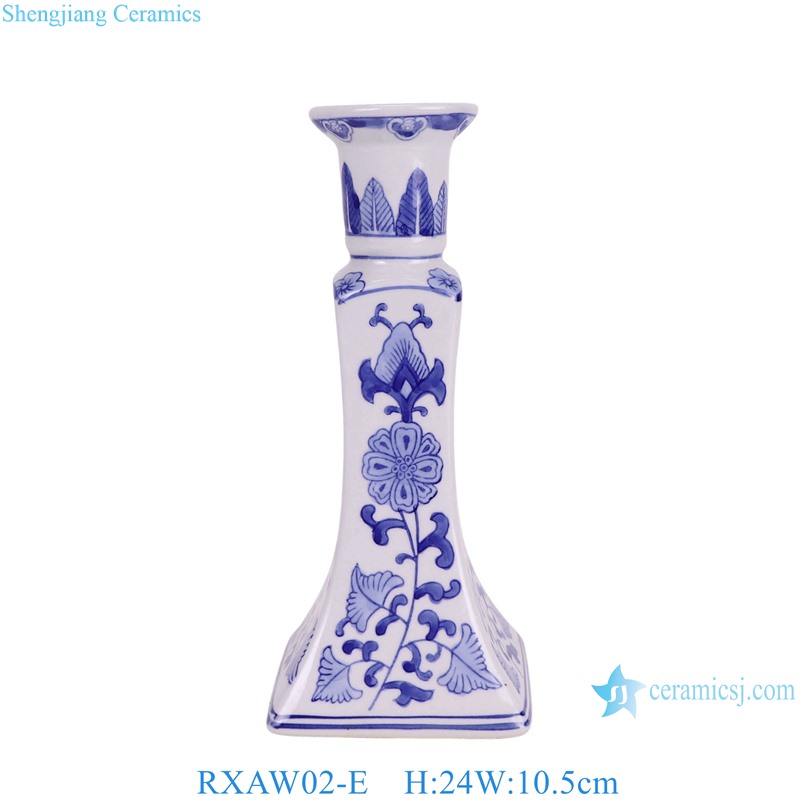 RXAW02-E Blue and White Twisted Flower pattern Ceramic Candle Holder 