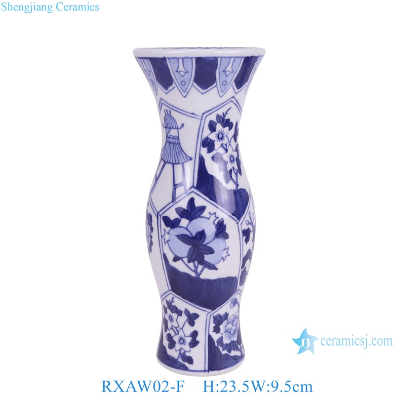 RXAW02-F Blue and White Twisted Flower pattern Ceramic Candle Holder 