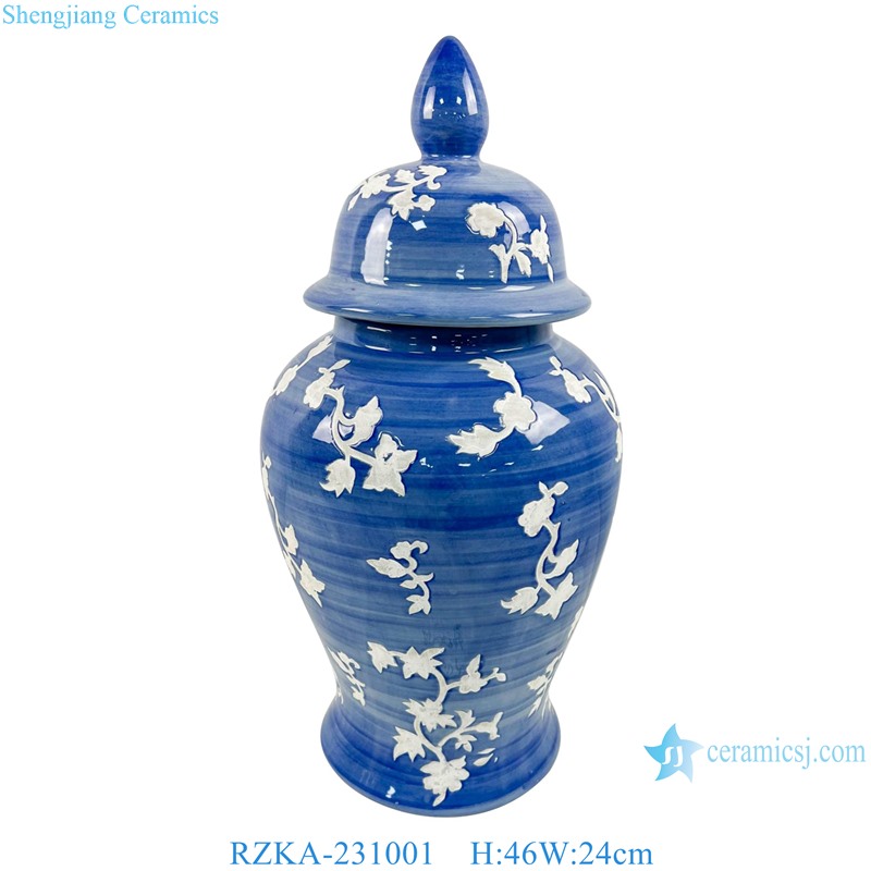 RZKA-231001 Modern Style Heap Flower Pattern Line Blue and white color Porcelain Temple run jar