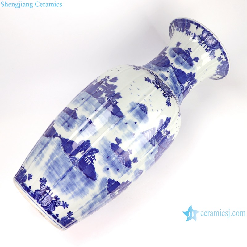 RZOY42-A high quality blue and white hand painted big size ceramic vase for home decoration
