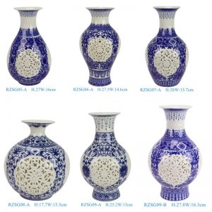 RZSG series cheap price blue and white pierced ceramic ornaments for home decor