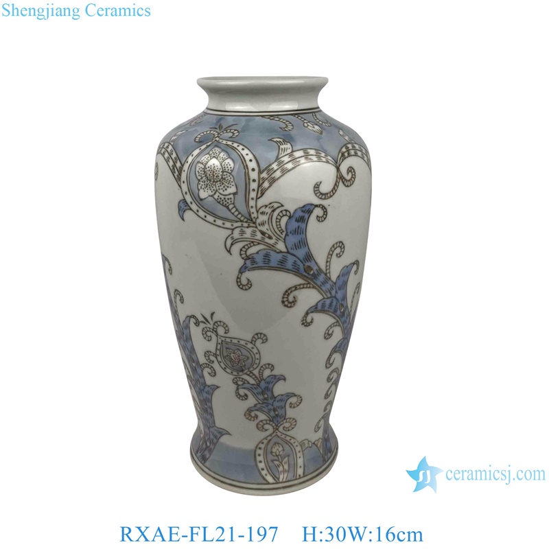 Grey ground flower pattern ceramic temple jar for home decoration