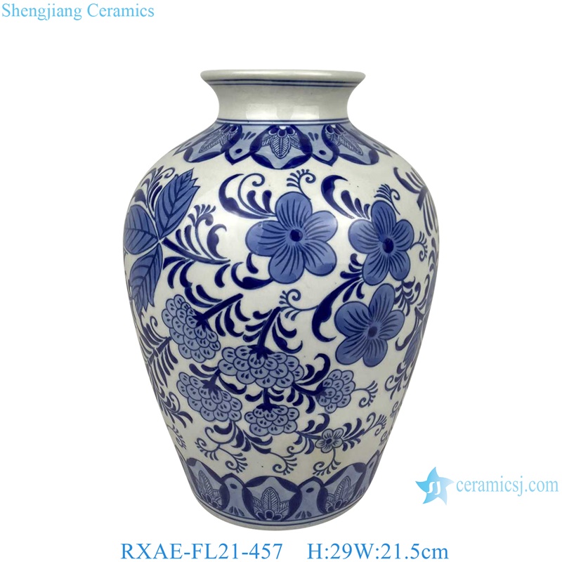 cheap price blue and white floral design ceramic vase for home decoration