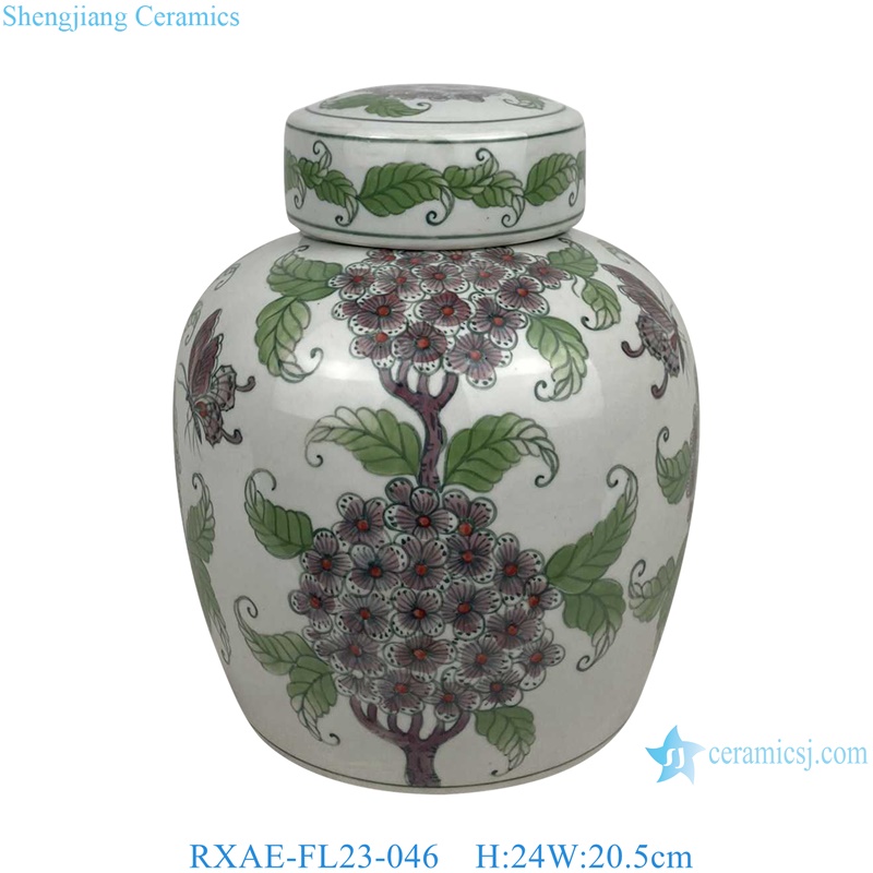 coloful beautiful flower and butterfly pattern ceramic ginger jar for home decoration