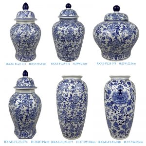 RXAE-FL23-071-072-073-074-075 blue and white flower design ceramic lidded jar for home decor