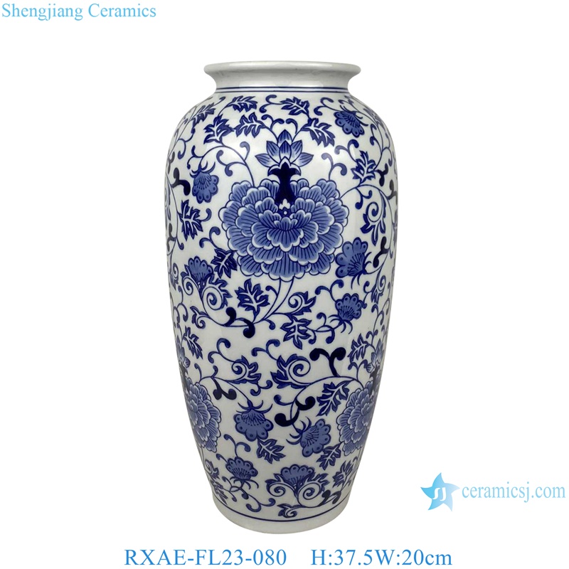 cheap price blue and white floral pattern ceramic vase for home decoration