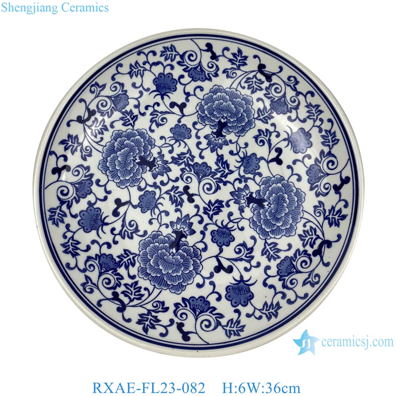 cheap price blue and white floral pattern ceramic plate for home decoration