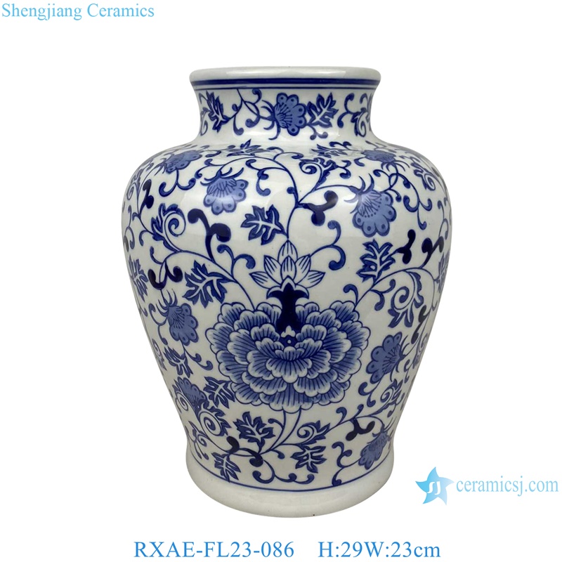 cheap price blue and white floral pattern ceramic vase for home decoration
