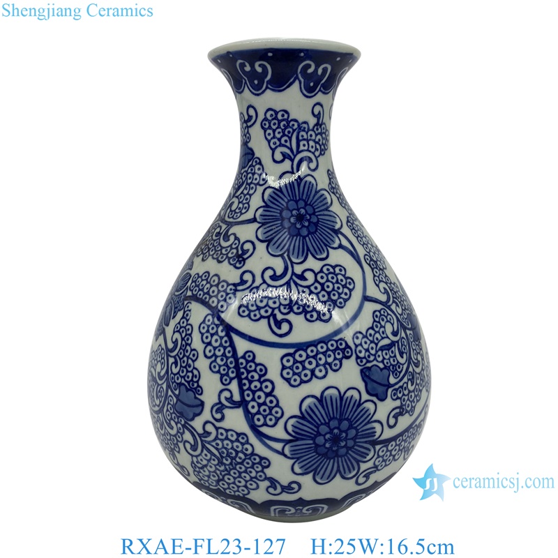 cheap price blue and white floral design ceramic vase for home decoration