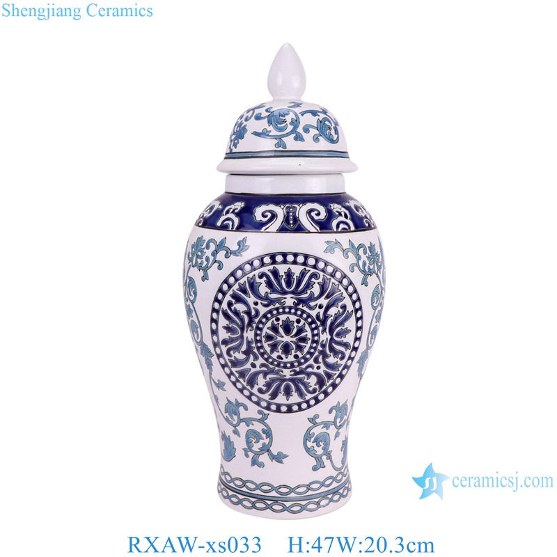 RXAW-xs033 Blue and White Twisted flower Pattern Porcelain Lidded Jar Ceramic flower vase