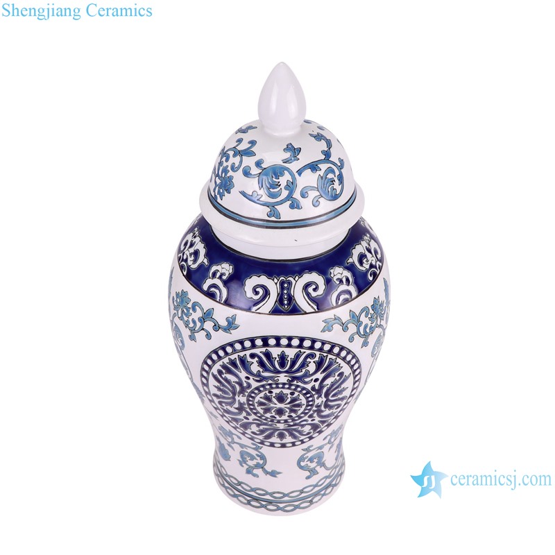 RXAW-xs033  Blue and White Twisted flower Pattern Porcelain Lidded Jar Ceramic flower vase --vertical view