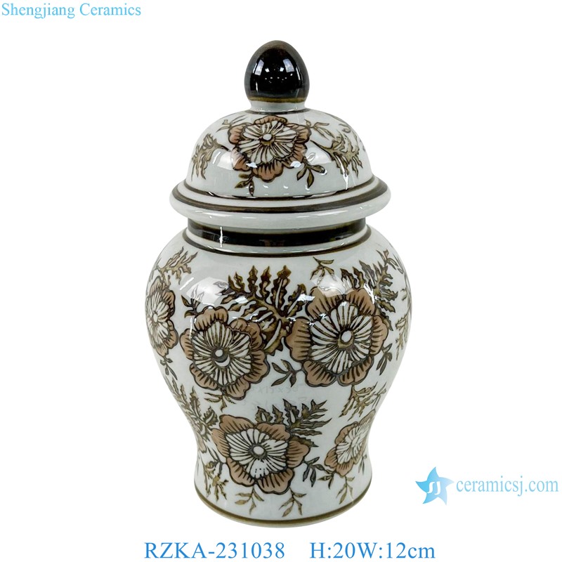 RZKA-231038 yellow color Flower and Bird pattern Lidded 8inch Porcelain Small Jars 