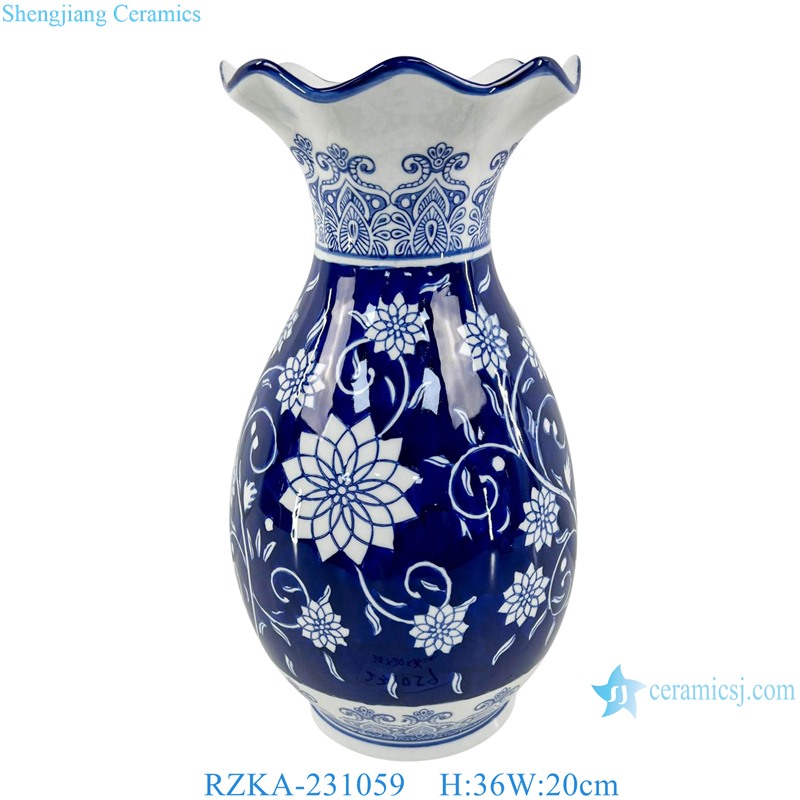 RZKA-231059 Blue and White porcelain Lotus flower pattern Ceramic Vase