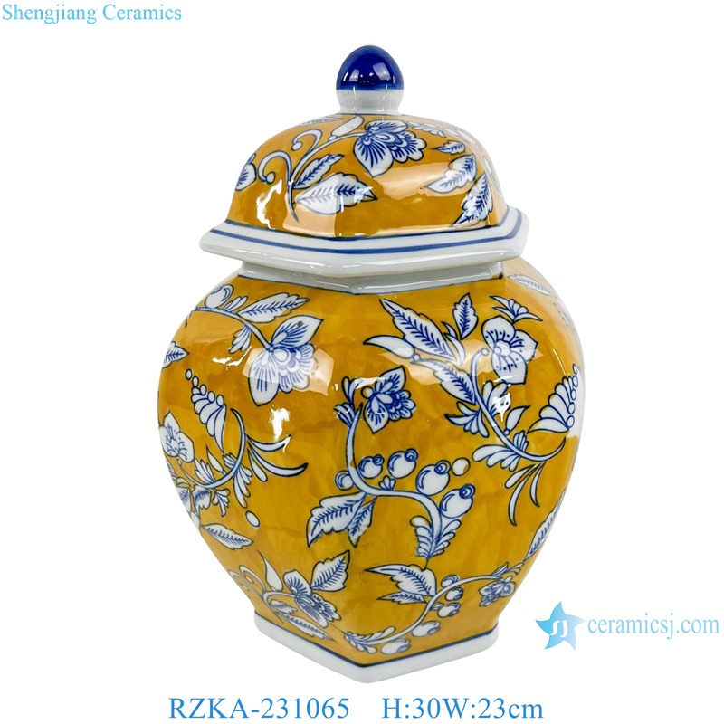 RZKA-231065 Nordic style Yellow color glazed Porcelain lidded Jar 