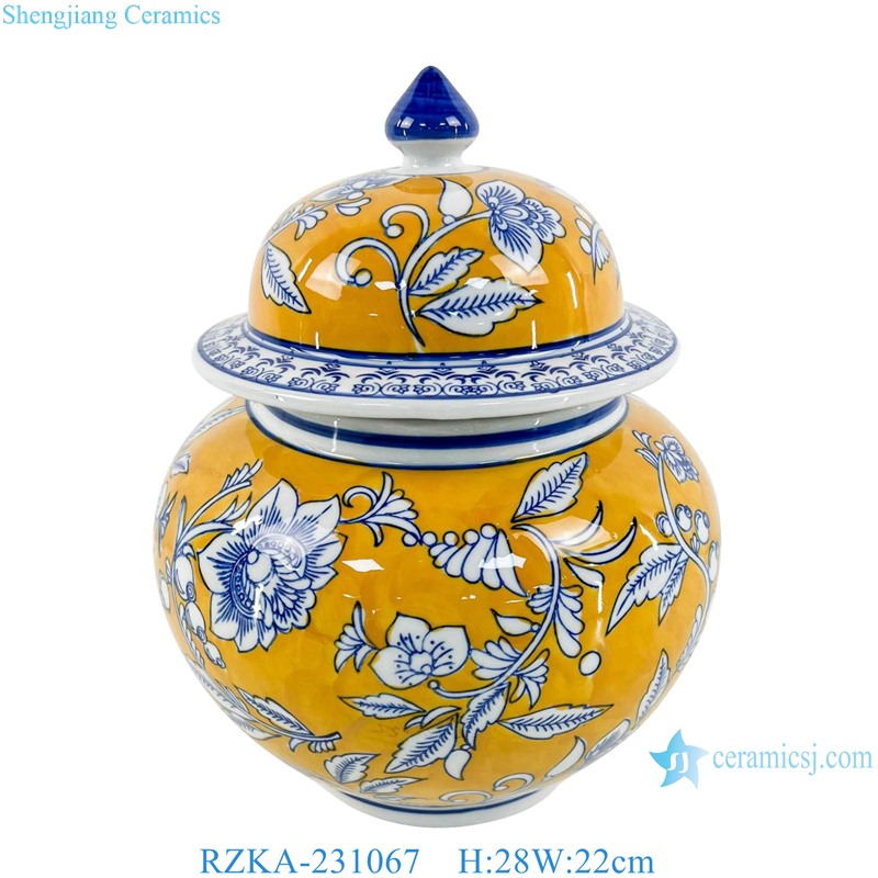 RZKA-231067 Nordic style Yellow color glazed Porcelain lidded Jar 