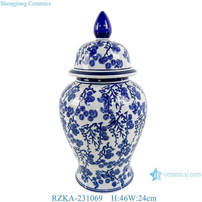 RZKA-231069 Blue and white Pine and bamboo Style plum pattern Ceramic Temple jars Flower pot
